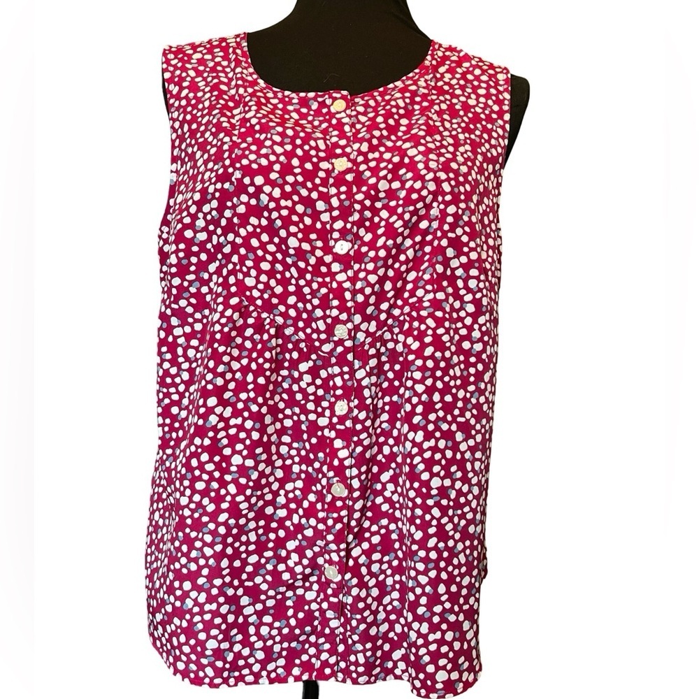 Croft & Barrow Women’s Sleeveless Button Down Berry Print Shell Top ~ Medium